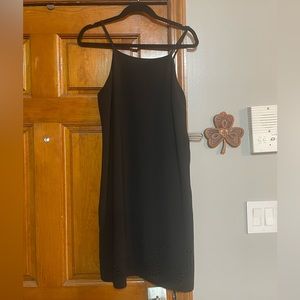 Banana Republic Sleeveless Black Dress with Bottom Floral Eyelet Detail Size 10